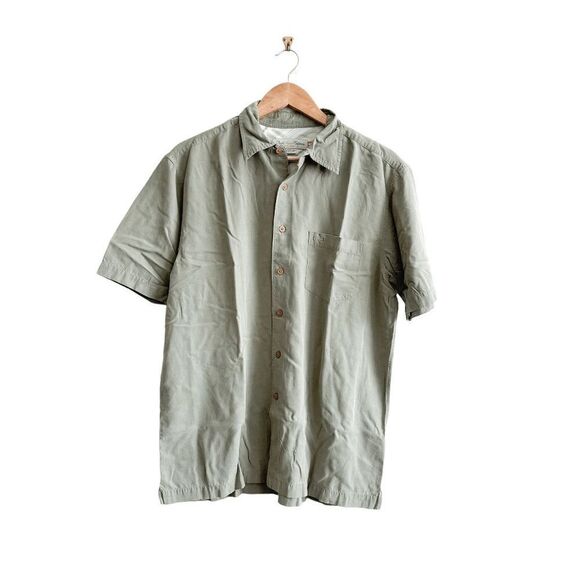 Quiksilver Edition Mens Camp Shirt Casual Button Down Green Regular Fit Medium - Picture 1 of 7